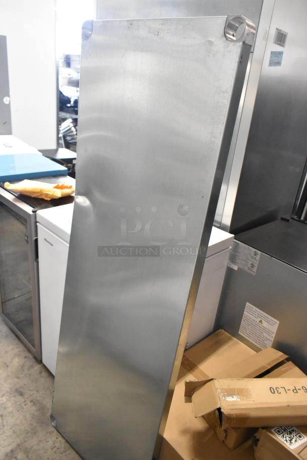 Brand new stainless steel panel from Advance Tabco HF-4E-240 steam table; minor dents visible, suitable for repair.