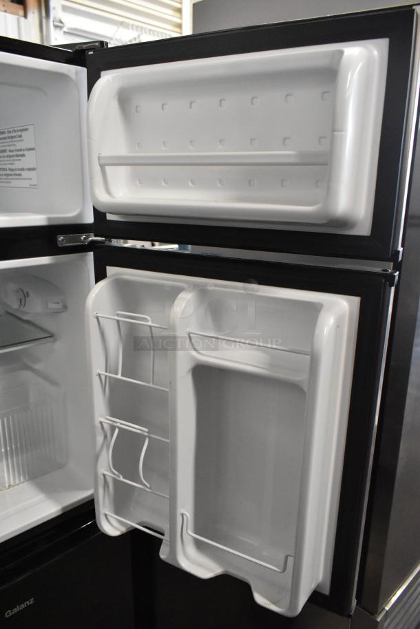 Three mini coolers: 1 General Electric GDE03GLKBLR, 2 Galanz GL35BK, each 115 volts, 1 phase. Interior view with shelves.