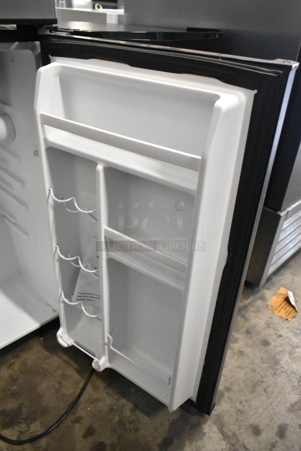 3 mini coolers, including General Electric GDE03GLKBLR and 2 Galanz GL35BK. 115 volts, 1 phase. Door storage shown.