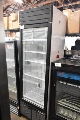 2019 Habco SE18HC commercial single door reach-in cooler with poly-coated racks, 115 volts, excellent condition.