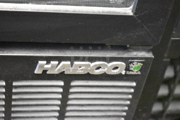 2019 Habco SE18HC commercial cooler with single door, poly-coated racks, and visible Habco logo. Runs on 115 volts, 1 phase.