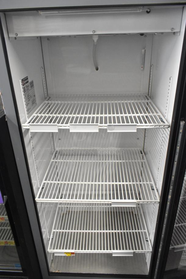 2020 Habco GDM-12-HC cooler, single door, poly-coated racks, 115V, used condition. Interior label visible.