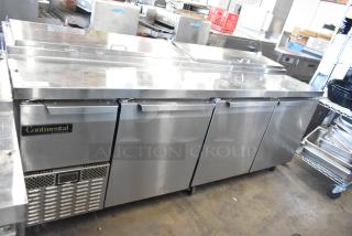 2018 Continental CPA93 stainless steel pizza prep table on casters, 115 volts, 1 phase, in good condition.