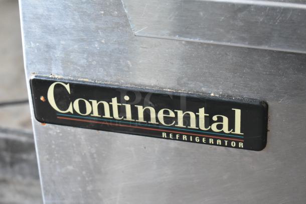 Continental CPA93 stainless steel pizza prep table, commercial casters, 115V, 1 phase, 2018 model, visible brand label.