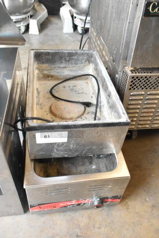 Two metal commercial countertop food warmers: Vollrath 1001 and Avantco 177W43. 115 volts, 1 phase. Used condition.