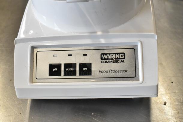 Waring Commercial Food Processor with 2 S Blades, 6 Slicing Blades, and 1 Grating Blade. Features 120 Volt, 1 Phase.