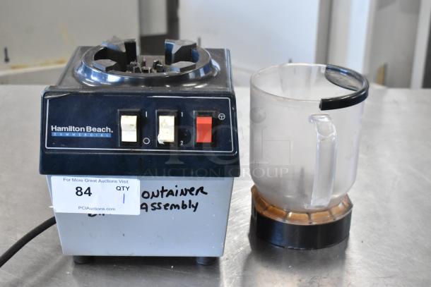 Hamilton Beach 990 countertop blender, missing lid, 115 volts, 1 phase, fair condition; includes visible manufacturer label.