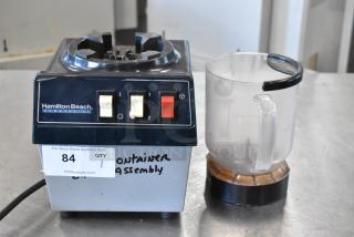 Hamilton Beach 990 countertop blender, missing lid, 115 volts, 1 phase, fair condition; includes visible manufacturer label.