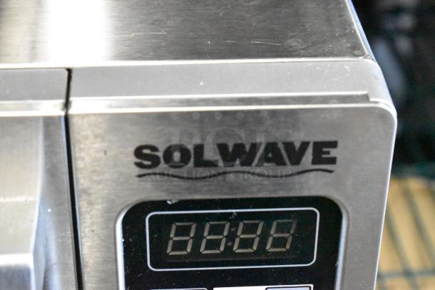 2024 Solwave 180MW1000SS stainless steel commercial microwave oven, digital display, 120V, model number visible.