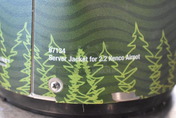 2.2 Kenco Airpot server jacket, model 67134, with tree design. Includes mounting screws. Suitable for beverage dispensing.