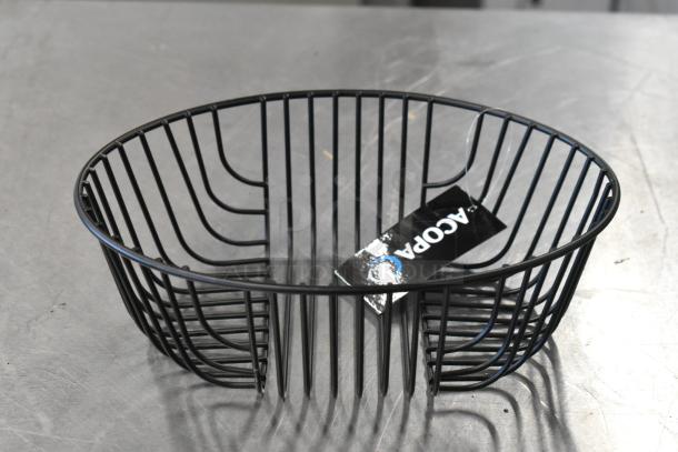 Acopa 176OVL1073 black metal wire basket, new with tag, oval shape, sturdy design, glossy finish.