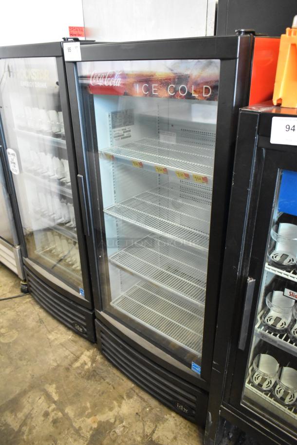 IDW G-10-F334B-HC metal commercial cooler, single door, poly coated racks, 115V, with Coca-Cola branding.