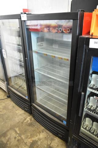 IDW G-10-F334B-HC metal commercial cooler, single door, poly coated racks, 115V, with Coca-Cola branding.