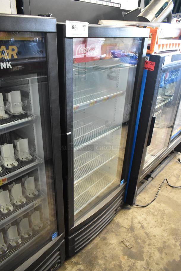 IDW G-10-F334B-HC commercial single door cooler with poly-coated racks, 115V, 1-phase, Coca-Cola branding visible.
