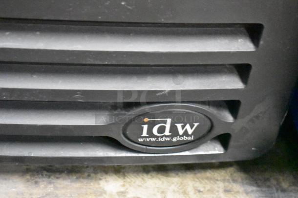 IDW G-10-F334B-HC metal commercial cooler with poly coated racks, single door, 115V, 1 phase, IDW logo visible.