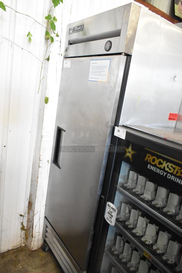 2017 True T-19F stainless steel commercial single door freezer, poly-coated racks, on casters, 115V, 1 phase.