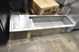Arctic Air stainless steel commercial refrigerated rail, missing lid. 115 volts, 1 phase. Good condition, with visible markings.