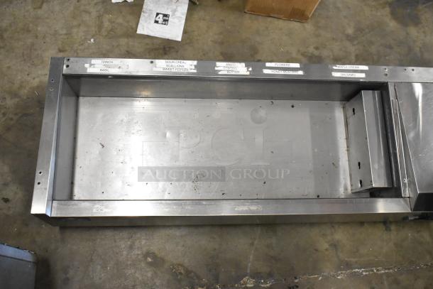 Arctic Air stainless steel commercial refrigerated rail, missing lid. Features labels for condiments. 115 volts, 1 phase.