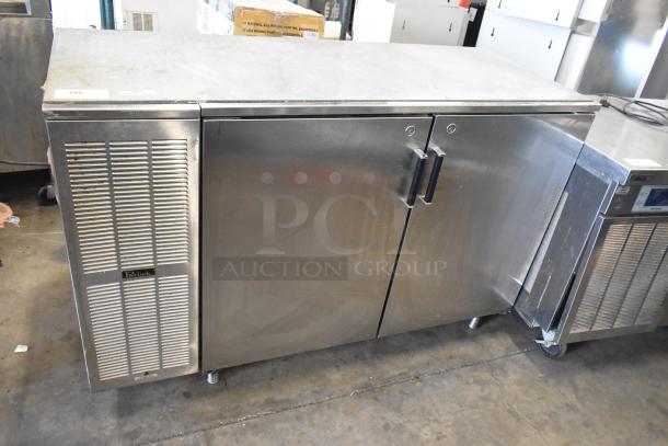 Perlick BS2DS stainless steel 2-door undercounter cooler, 115 volts, commercial grade. Good condition with visible Perlick label.