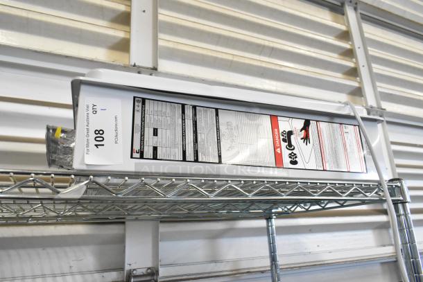 Eccotemp 6GB-ING 6.0 GPM indoor natural gas tankless water heater on metal shelf, model label visible.