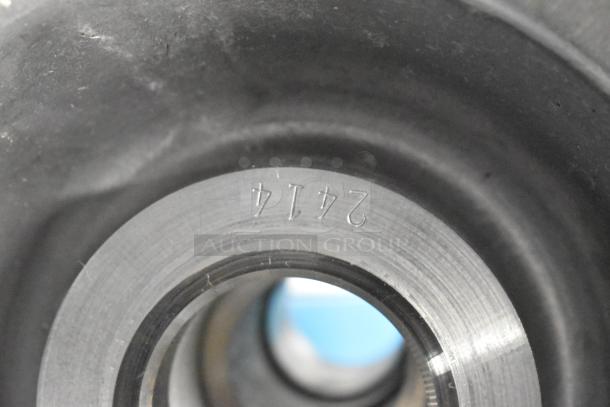 Metal commercial dough hook attachment marked "2414," close-up view showing metal texture, suitable for heavy-duty mixers.