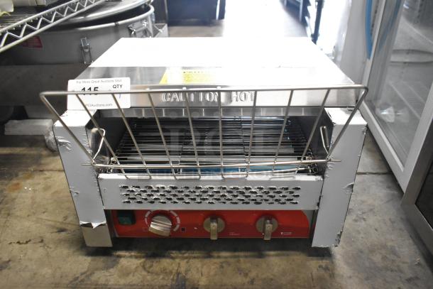 Avantco 184T3600D stainless steel conveyor toaster, 14.5" wide, brand new, 3" opening, 240V, 1 phase, scratch and dent condition.