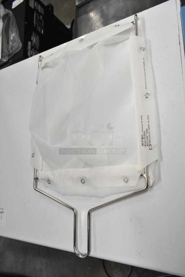 Brand new Avantco Fryer Oil Filter Machine with 1-way pump, model 184T3600D, white with metal frame, label indicates brand and model.