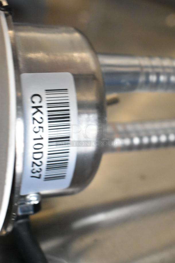 Brand new metal heat lamp, model CK2510D237, in scratch and dent condition, barcode visible.