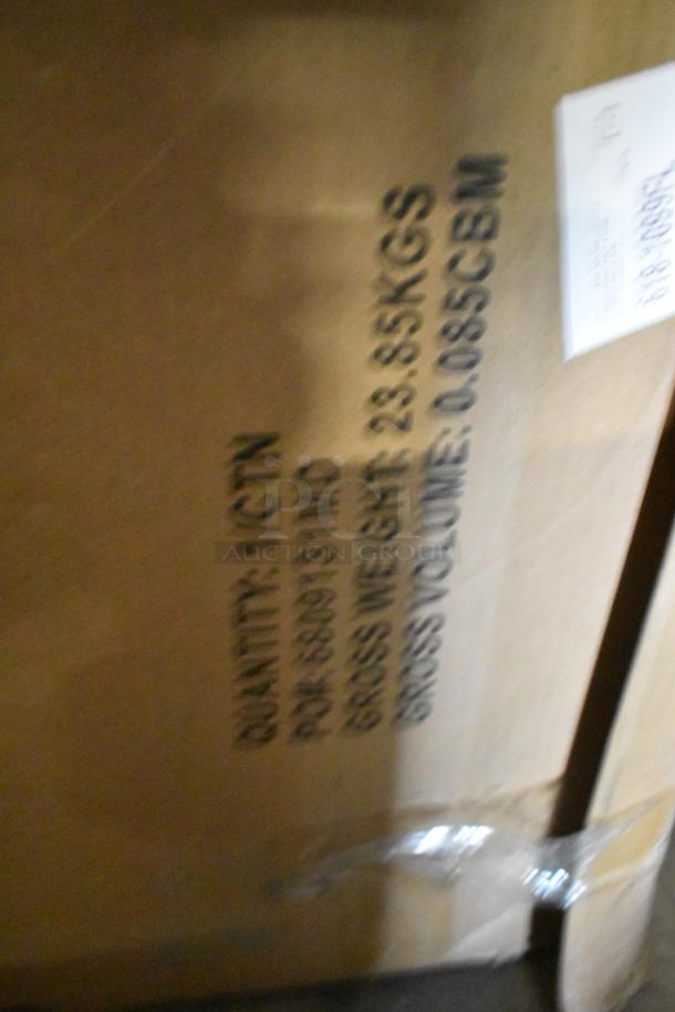 Three sealed boxes including Tabletop and ECE Cafe Loft Box. Label shows gross weight 23.85 KGS, volume 0.085 CBM.
