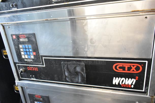 Middleby Marshall CTX DZ33I stainless steel commercial conveyor pizza oven with digital control panel, shows wear. 208V, 3/1 phase.
