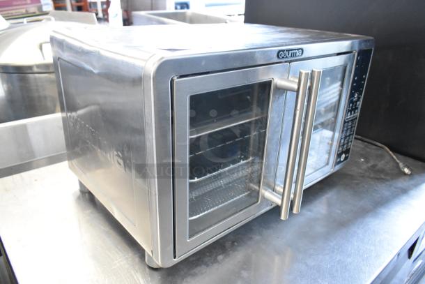 Gourmia GTF7660 metal countertop digital air fryer oven. Features glass door and control panel. 120 Volts, 1 Phase.