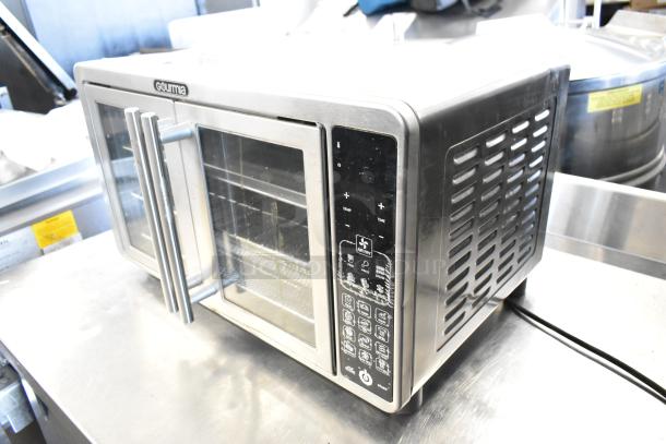 Gourmia GTF7660 metal countertop digital air fryer oven, 120 volts, dual handle, control panel with icons, gently used.