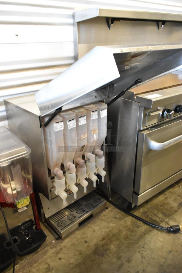 Bunn IMIX-5 stainless steel commercial cappuccino machine, countertop model, with five dispensers and visible labels, 120/240V, 1 phase.