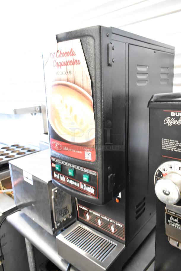 2016 Grindmaster GB3-K commercial cappuccino machine in black metal, countertop model, 120V, 1 Phase, with flavor buttons.