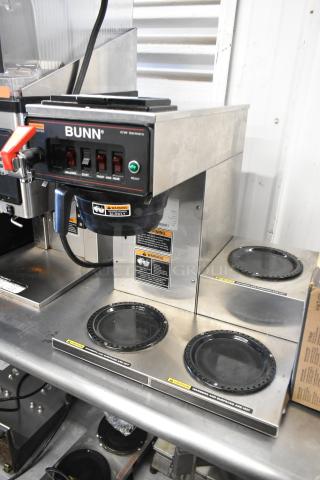 Bunn CWTF35 Stainless Steel Commercial Countertop 3 Burner Coffee Machine w/ Hot Water Dispenser. 120/240 Volts, 1 Phase. - Item #1211154
