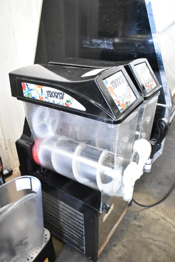 2020 SPM Frosty 2 New metal slushie machine, black, two hoppers, commercial countertop, 115 volts, 1 phase, good condition.