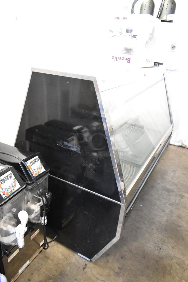 McCray Metal Commercial Deli Display Case, Floor Style, 115V, 1 Phase, Black Finish, Glass Front, Good Condition.