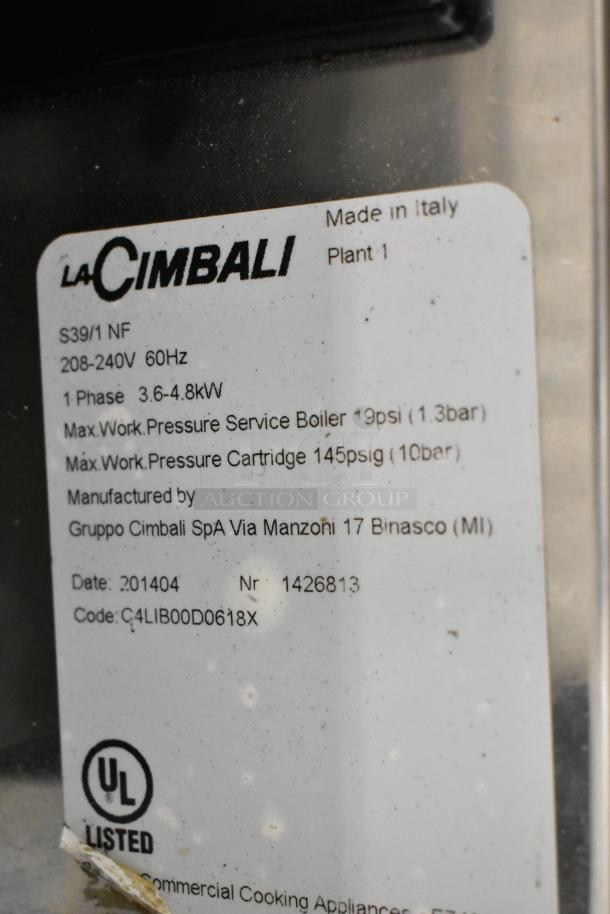 La Cimbali S39/1 NF commercial espresso machine label, 208-240V, 1 Phase, UL listed, made in Italy, serial 1426813.
