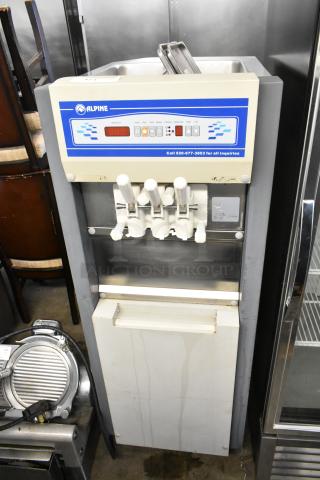 Alpine OP238EC metal soft serve ice cream machine with twist function, 115V, on commercial casters, fair condition.