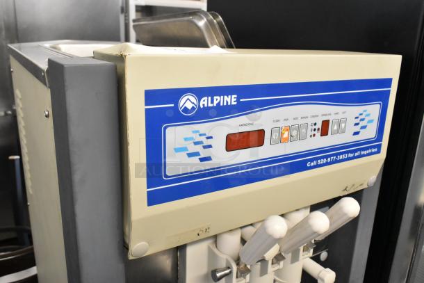 Alpine OP238EC soft serve ice cream machine, commercial floor model, 2 flavors with twist, on casters, 115V, 1-phase.