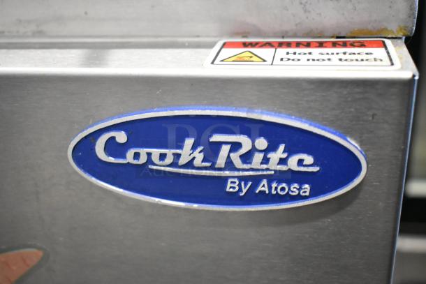 Cook Rite ATFS-75 stainless steel deep fryer, natural gas-powered, 170,000 BTU, commercial casters, 3 fry baskets.