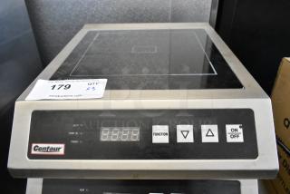 Centaur InductionRange stainless steel countertop single burner. 120 volts, 1 phase. Model features digital display and control buttons.
