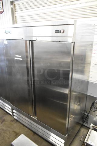 Avantco 178SS2FHC stainless steel commercial 2-door reach-in freezer, poly coated racks, commercial casters, 115V, 1 phase.