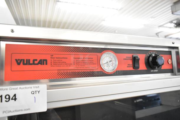 Vulcan VP18 metal commercial heated holding proofing cabinet with dial and gauge, on casters, 120V, 1 phase.