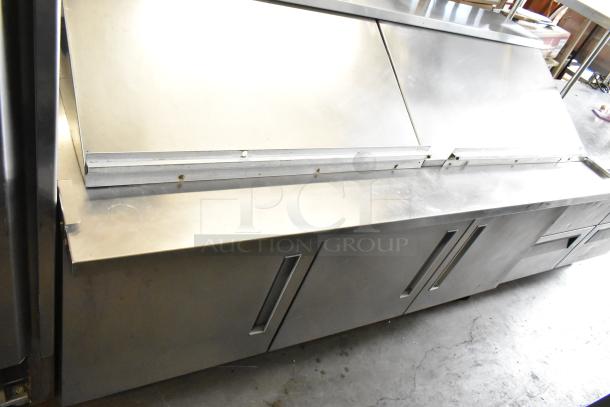 Berg EDMT7230BERG stainless steel sandwich salad prep table with bain marie mega top, 115 volts, 1 phase, commercial use.