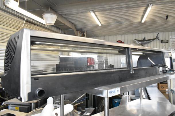 Hoshizaki HNC-180BA-L-S sushi display case, 115V, 1 phase, metal construction, commercial use, shows slight wear.