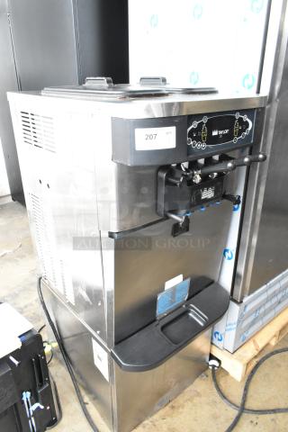 Taylor C723-33 stainless steel soft serve ice cream machine, 2-flavor with twist, water-cooled, on casters, 208-230V, 3 phase.