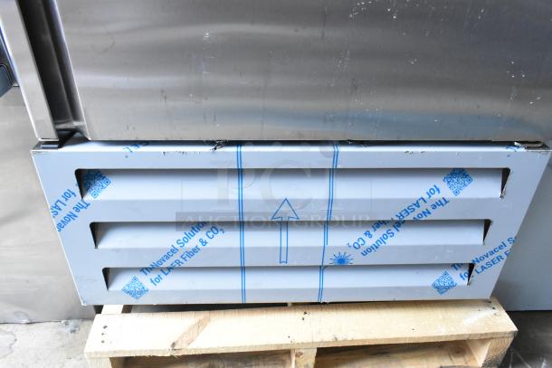 BRAND NEW Avantco 447AP23R stainless steel single door cooler, poly coated racks, minor scratches, 115V, 1 phase.