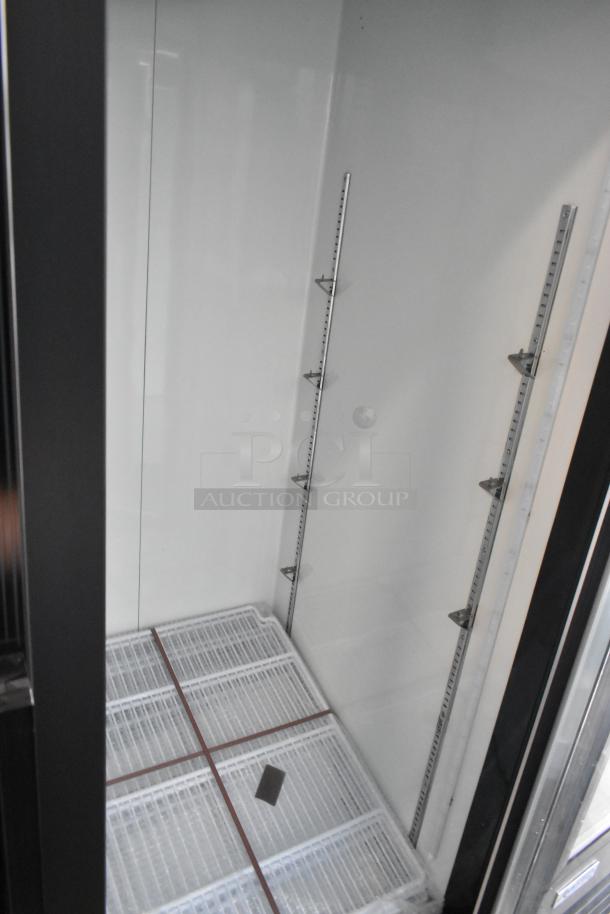 Brand new 2024 KoolMore MDR-2GD-45C metal commercial cooler, 2 glass doors, poly-coated racks, on casters, 115V, 1 phase.