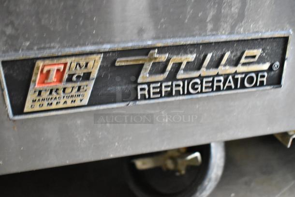 2016 True TWT-36 stainless steel 2-door worktop cooler on casters, 115V, 1 Phase, True logo visible, commercial-grade.